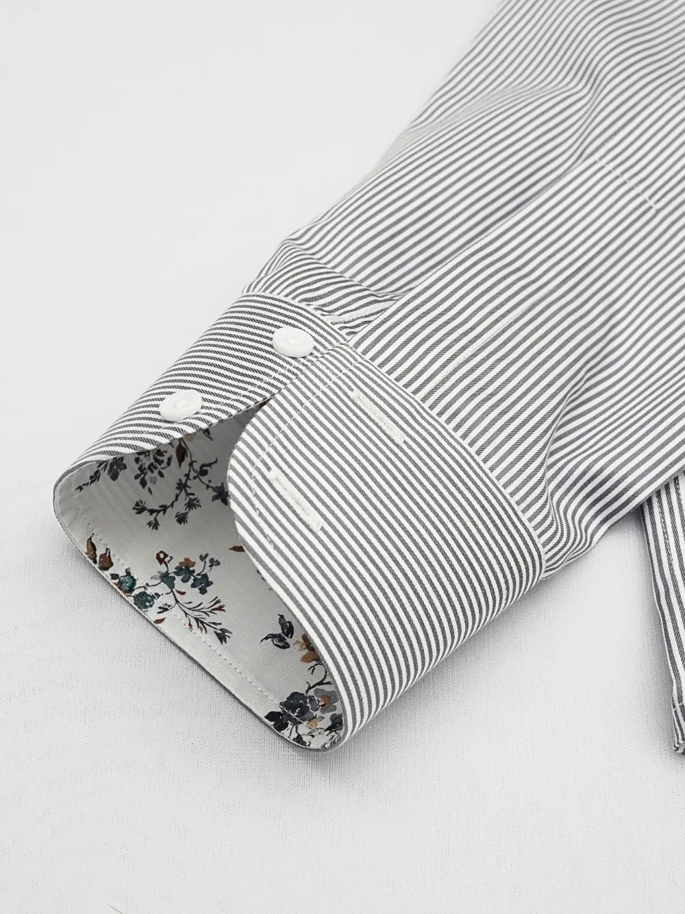 Non-Iron Pure Cotton Grey Stripped Shirt - Jacquard Weave