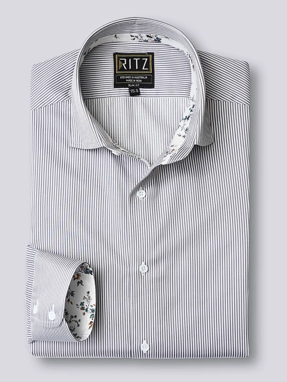 Pure cotton Gray Striped Shirt and Gray Cotton Chino Designer Pair