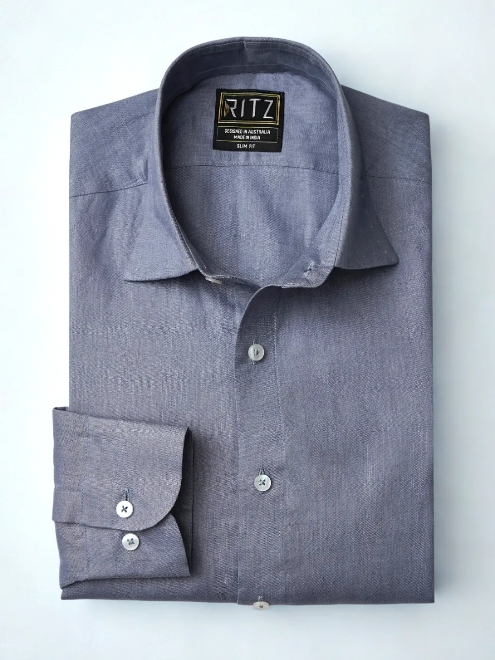 Pure Linen Light Weight Shirt - Slate Blue