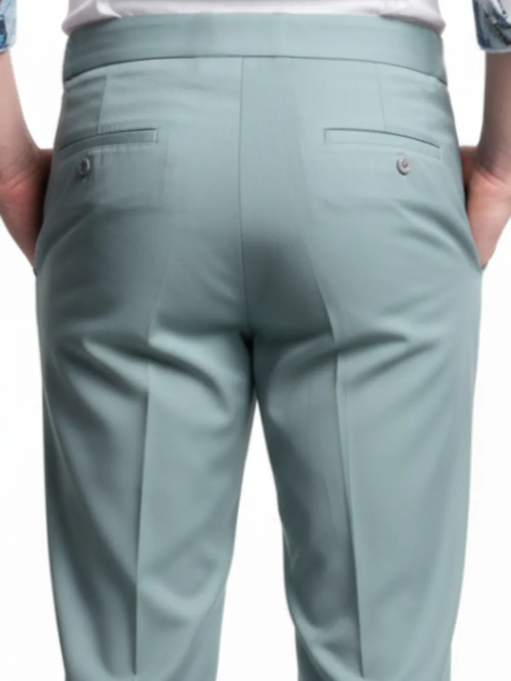 Mint Green Satin Finish Stylish Trousers - Plain Weave