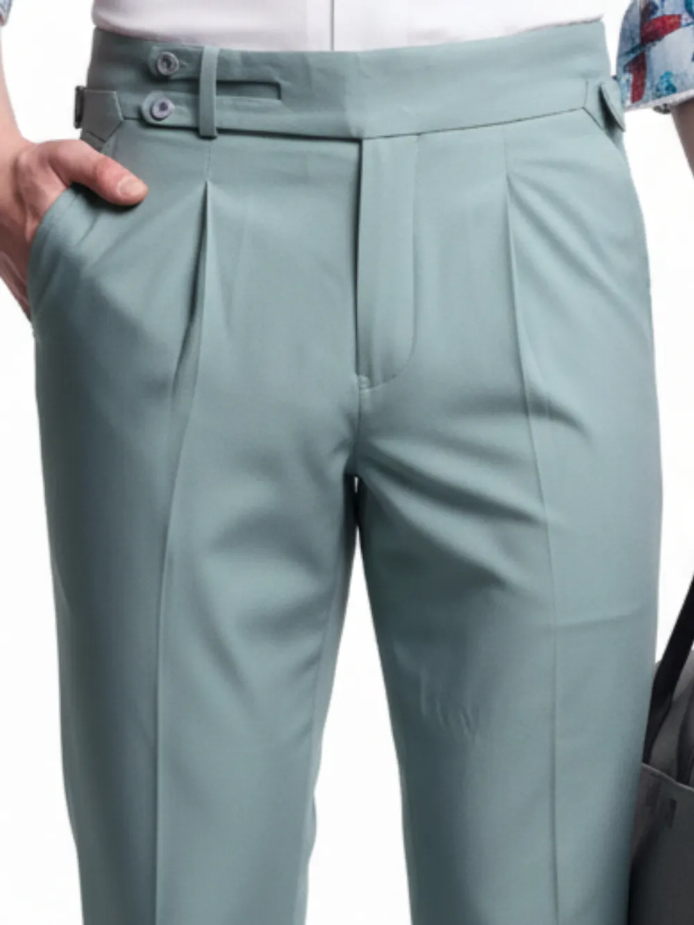 Mint Green Satin Finish Stylish Trousers - Plain Weave