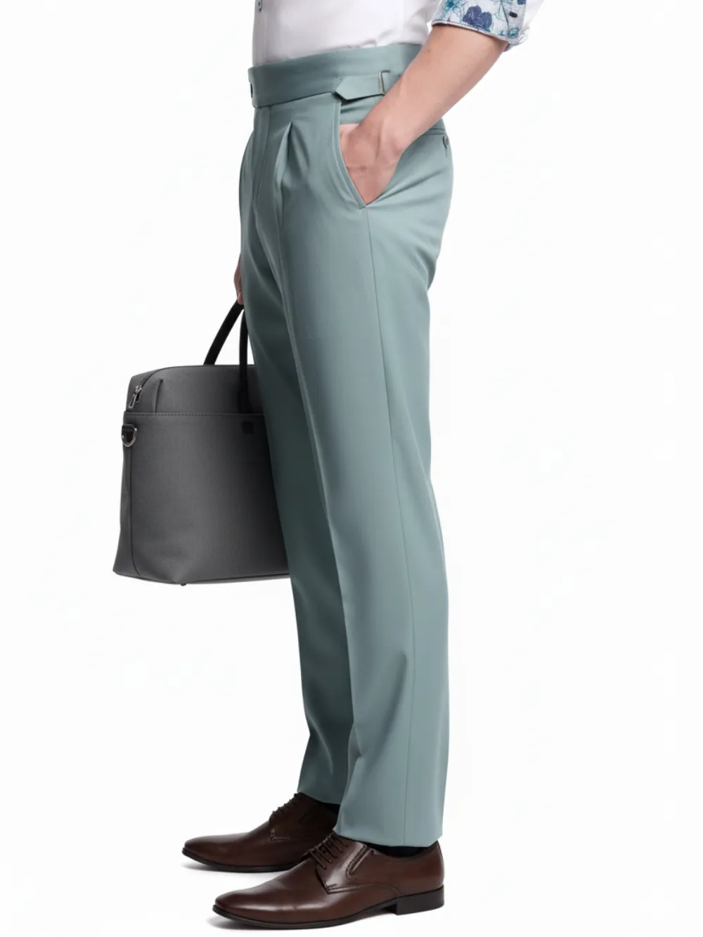 Mint Green Satin Finish Stylish Trousers - Plain Weave