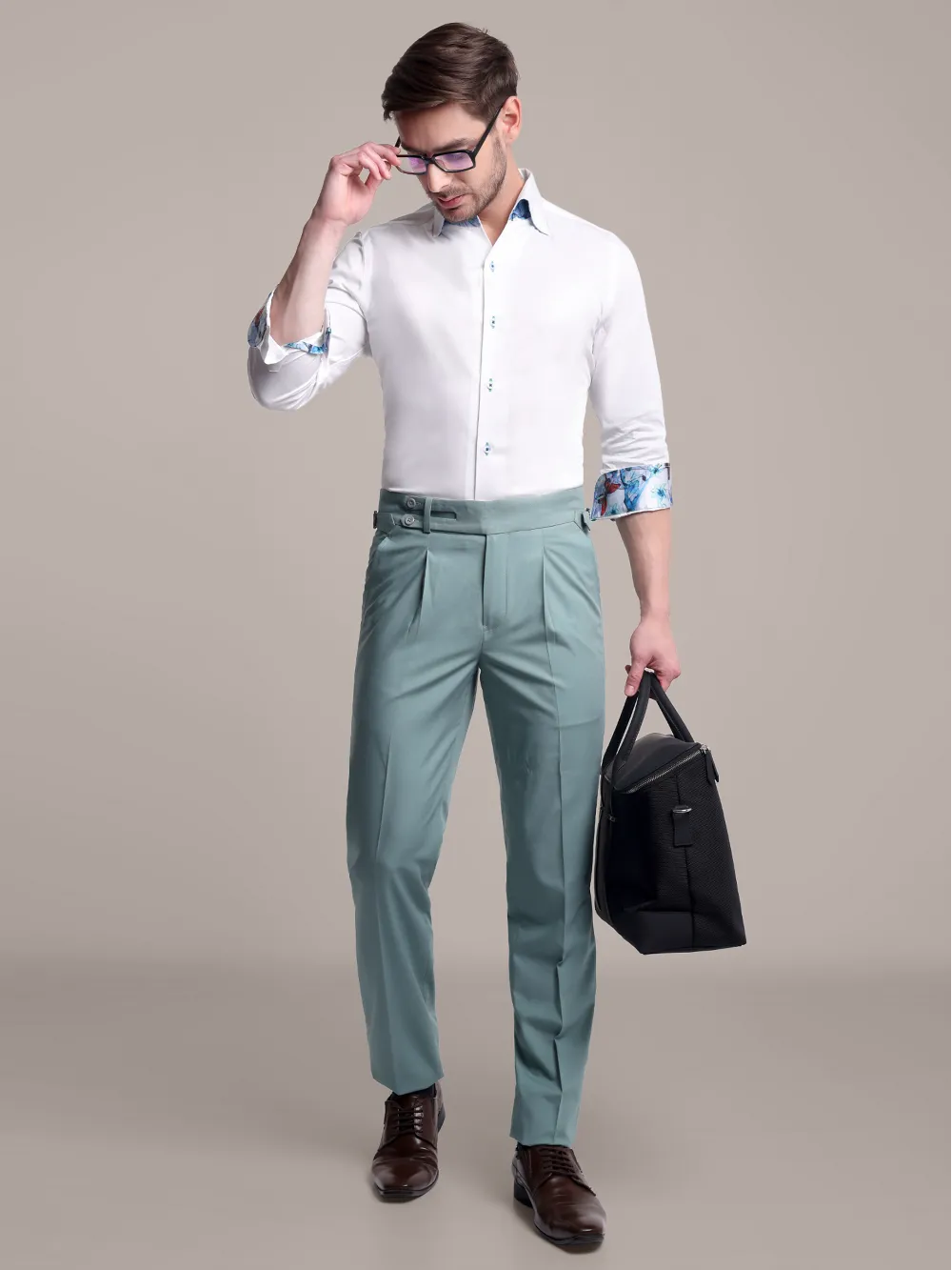 Mint Green Satin Finish Stylish Trousers - Plain Weave