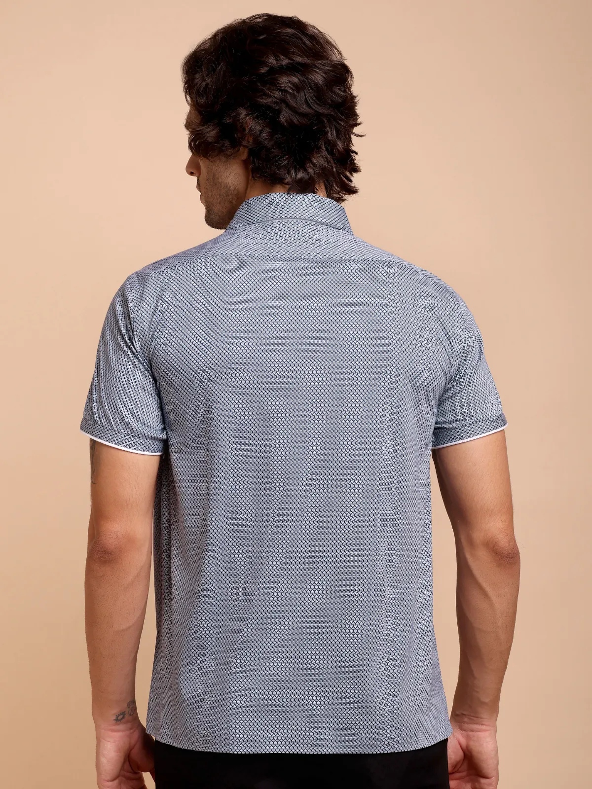 Ritz Exclusive: Navy Medallion One-Piece Collar Smart Polo