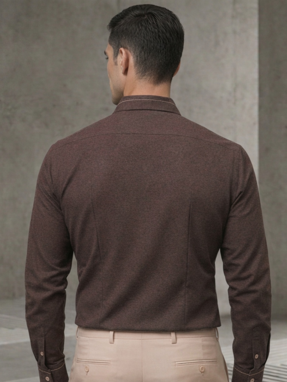 Non-Iron stretch Mocha Rose Shirt - Piqué Knit Weave