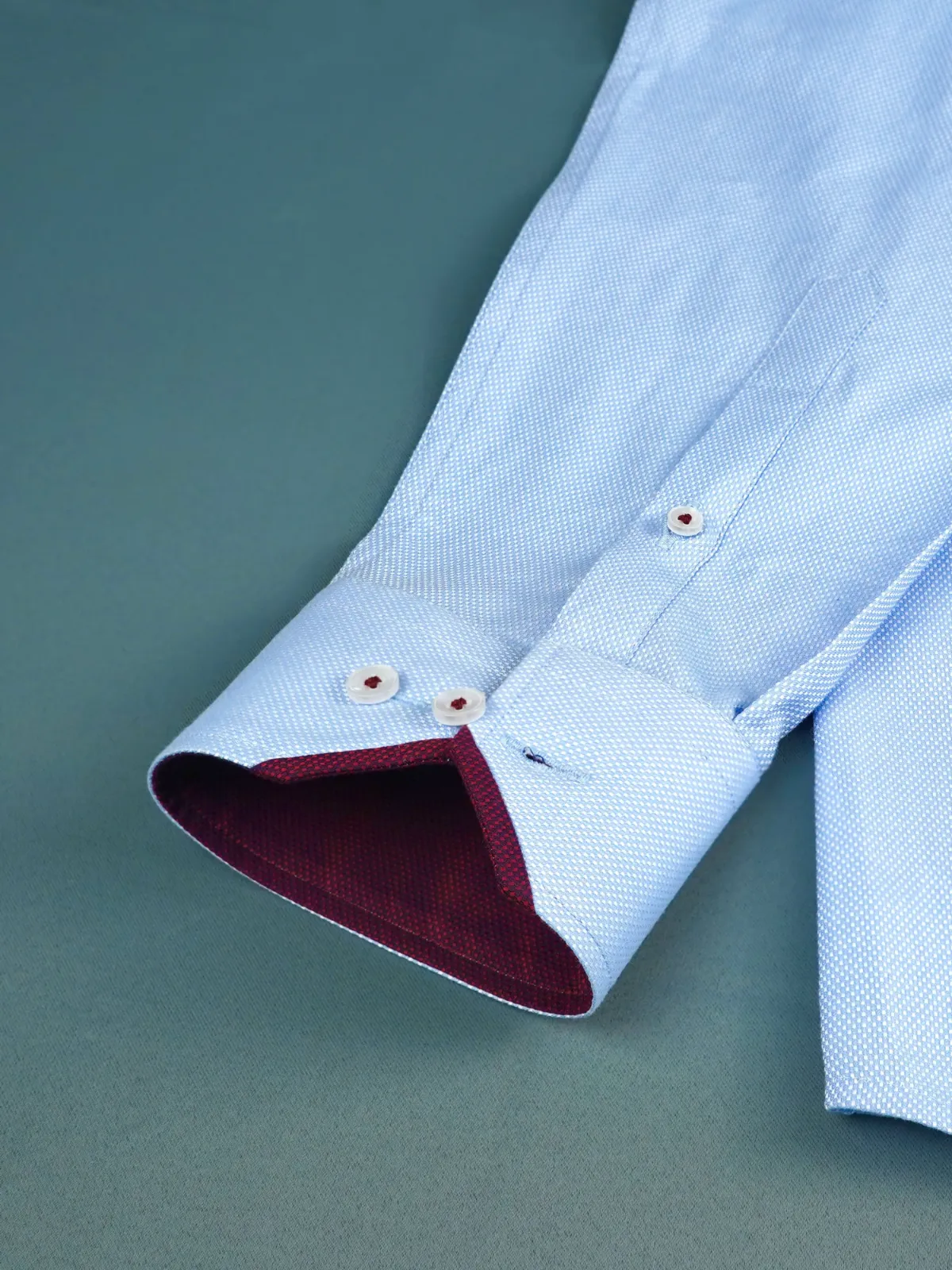 Pure Cotton Non Iron Frost Blue Shirt - Honeycomb weave