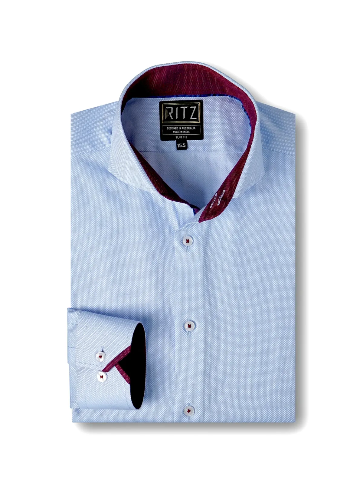 Pure Cotton Non Iron Frost Blue Shirt - Honeycomb weave