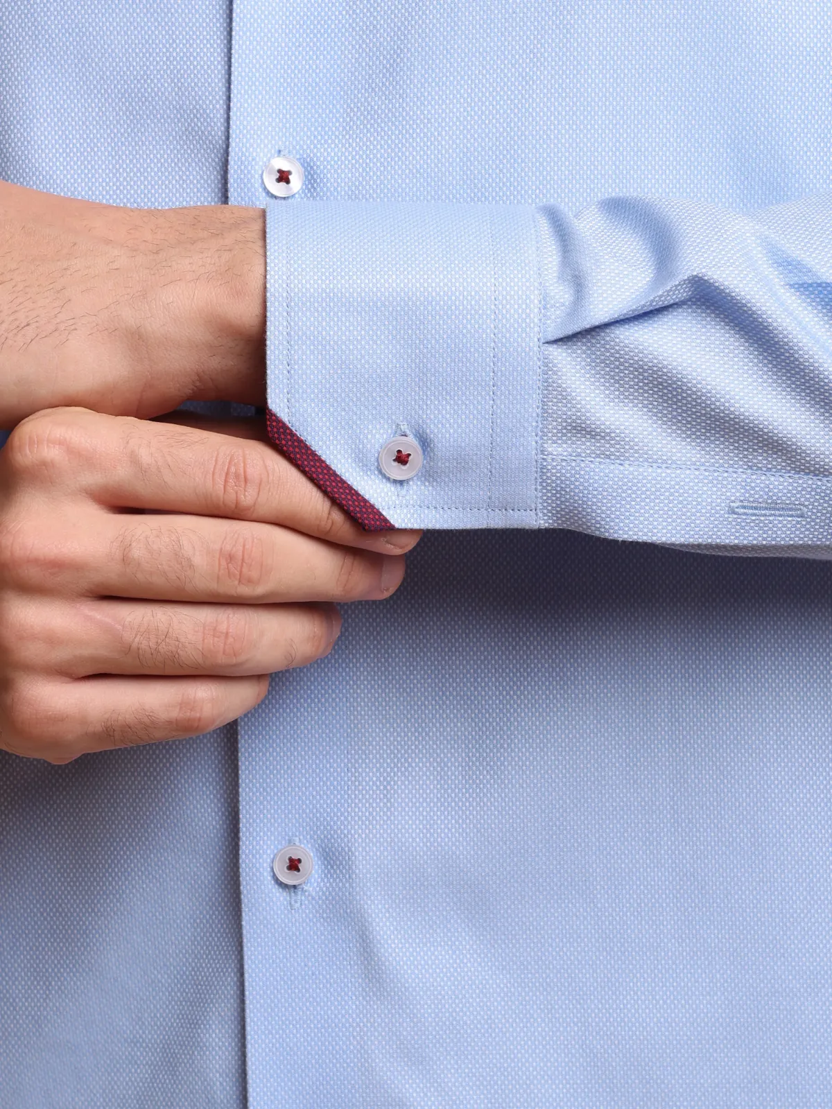 Pure Cotton Non Iron Frost Blue Shirt - Honeycomb weave