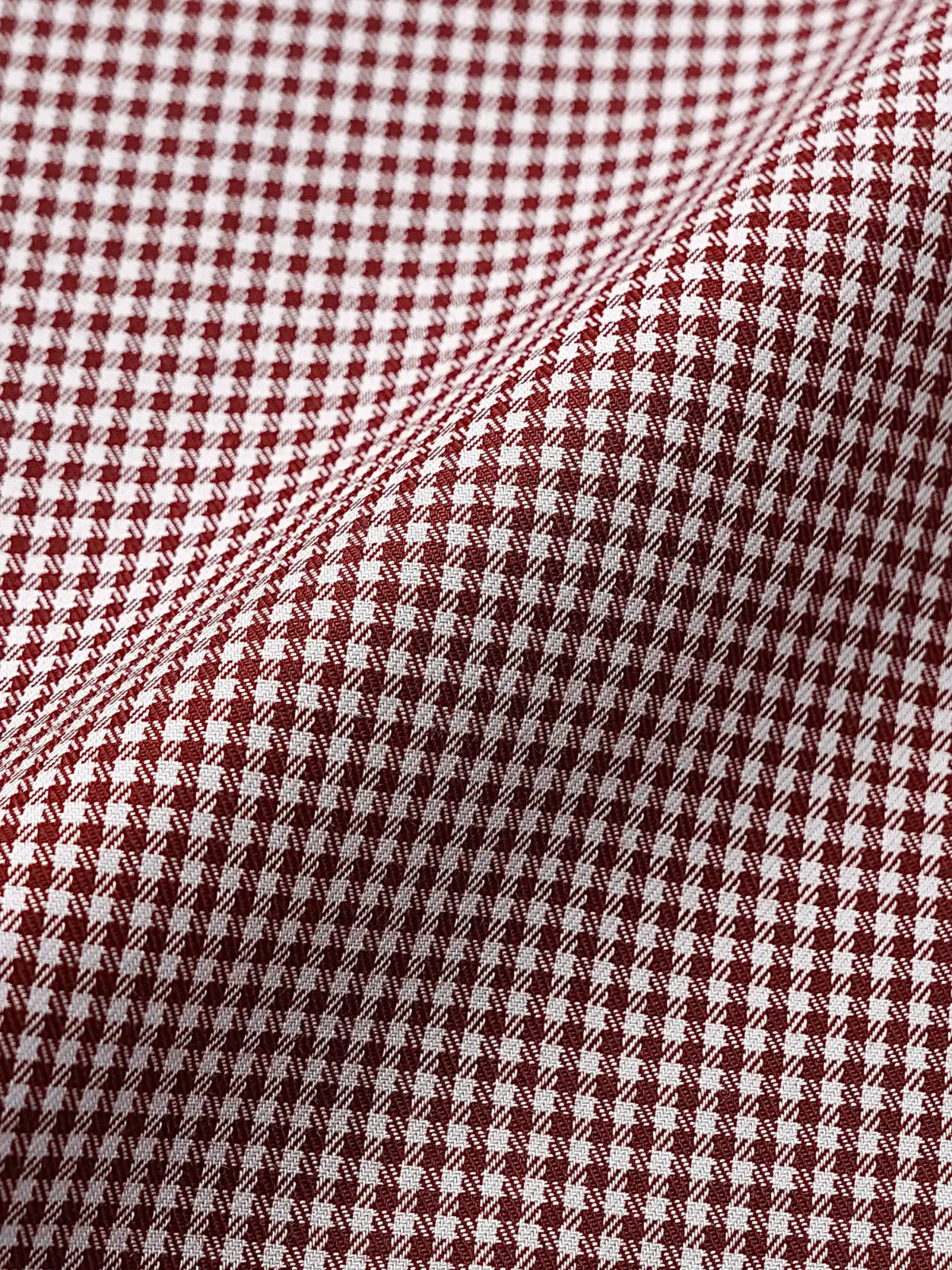 Non Iron Cotton Maroon Hound's Tooth Shirt - Twill weave