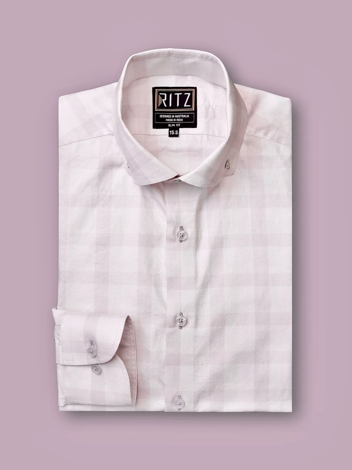 Non Iron Pure Cotton Shirt With Bold Grid Pattern - Dobby Weave