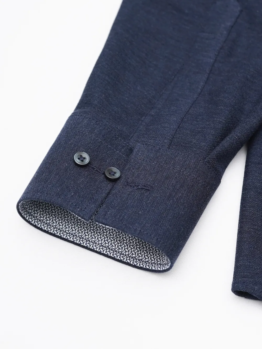 Non-Iron Stretch Cotton Deep Navy - Knitted Weave