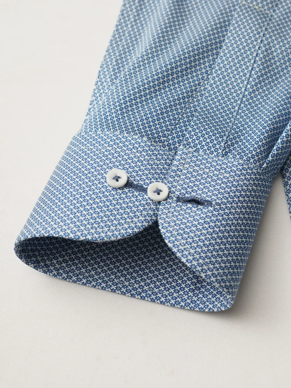 Non-Iron Stretch Blue Mosaic Shirt - Knitted Weave
