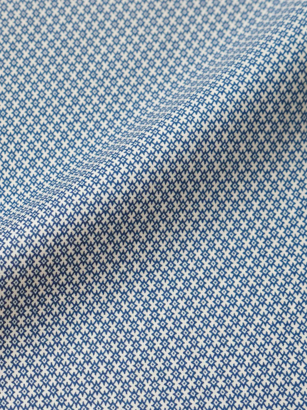 Non-Iron Stretch Blue Mosaic Shirt - Knitted Weave