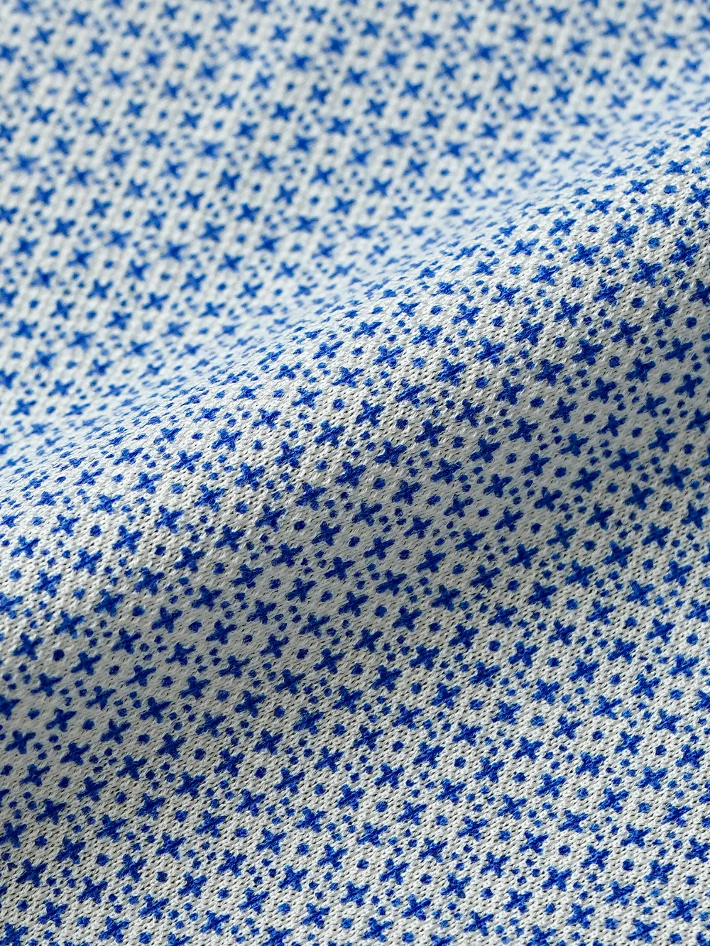Pure Cotton Stretch Diamond Sky Shirt - Knitted Weave