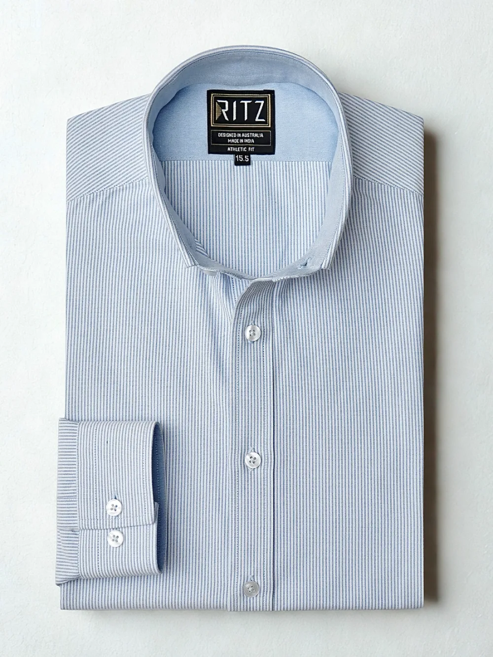 Oxford Button down Collar Shirt-Blue Pin Stripes