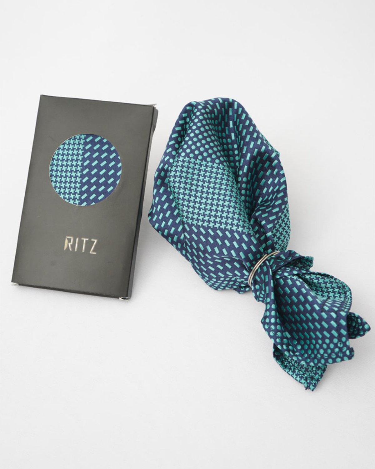 Abstract Sea and Navy Classic Combination Pocket Square