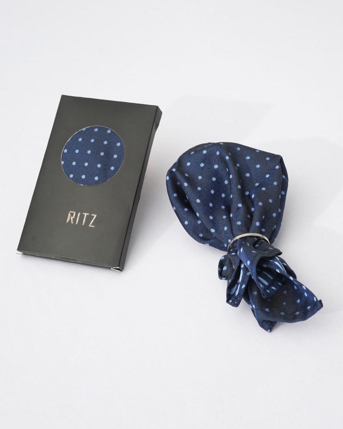 Navy base with Sky and White Polka Dots Pocket Square