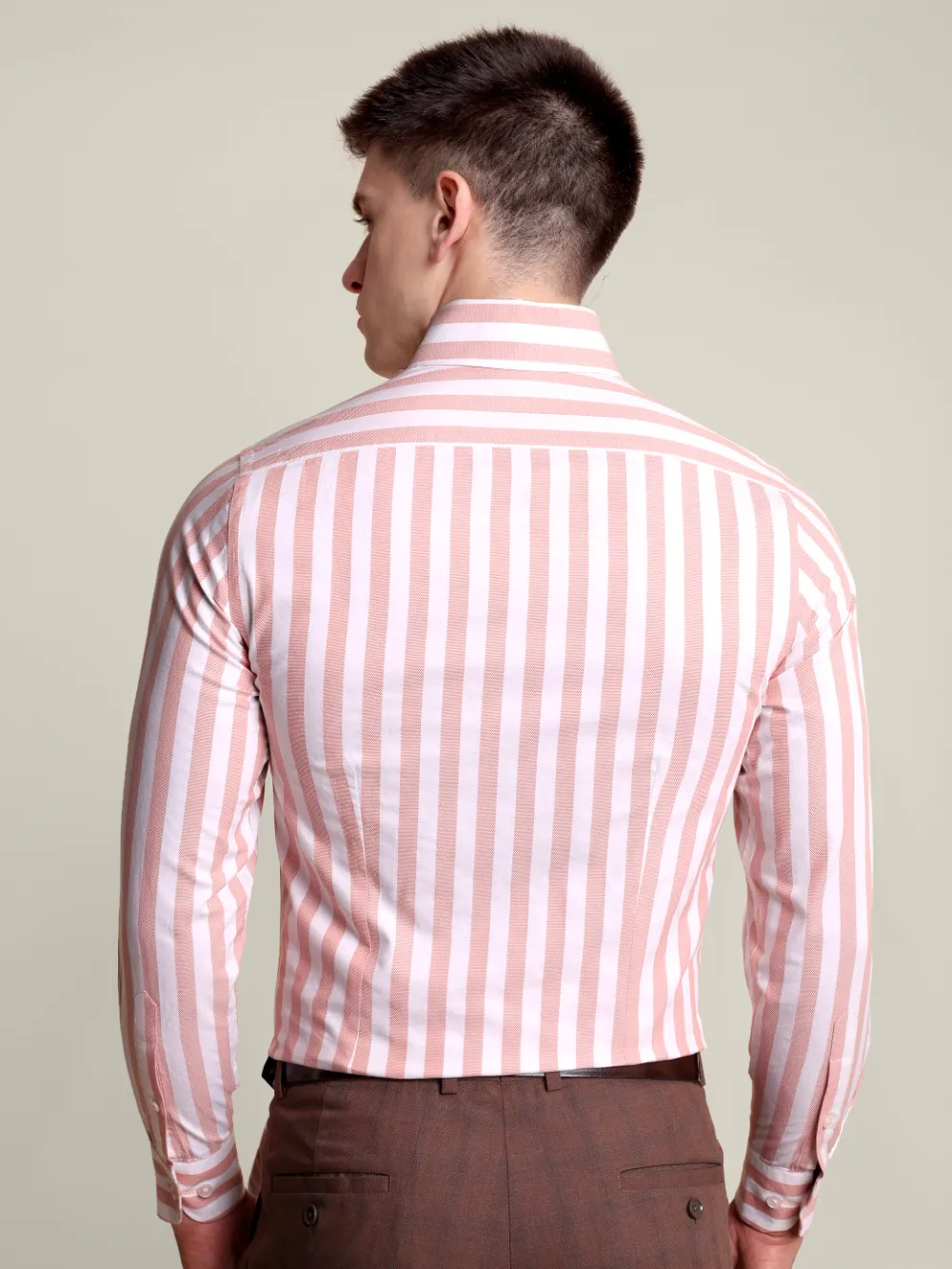 Pure cotton Burgundy and White Striped Shirt and Maroon Trousers Designer Pair