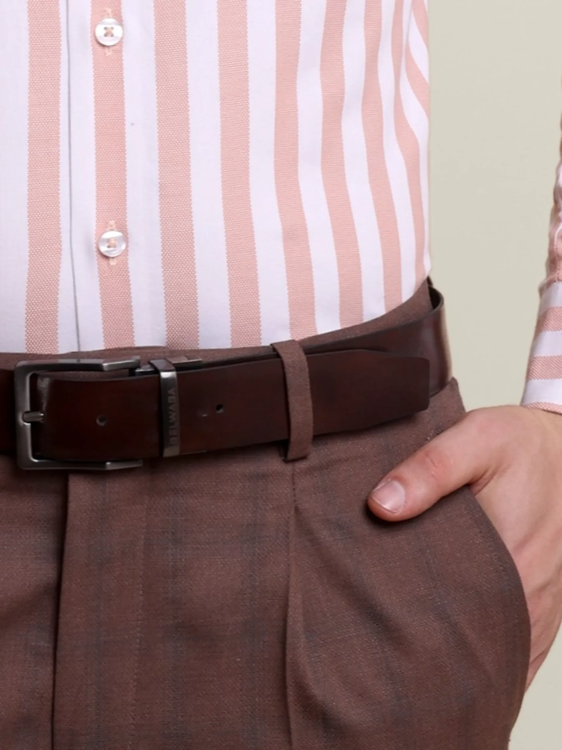 Pure cotton Burgundy and White Striped Shirt and Maroon Trousers Designer Pair