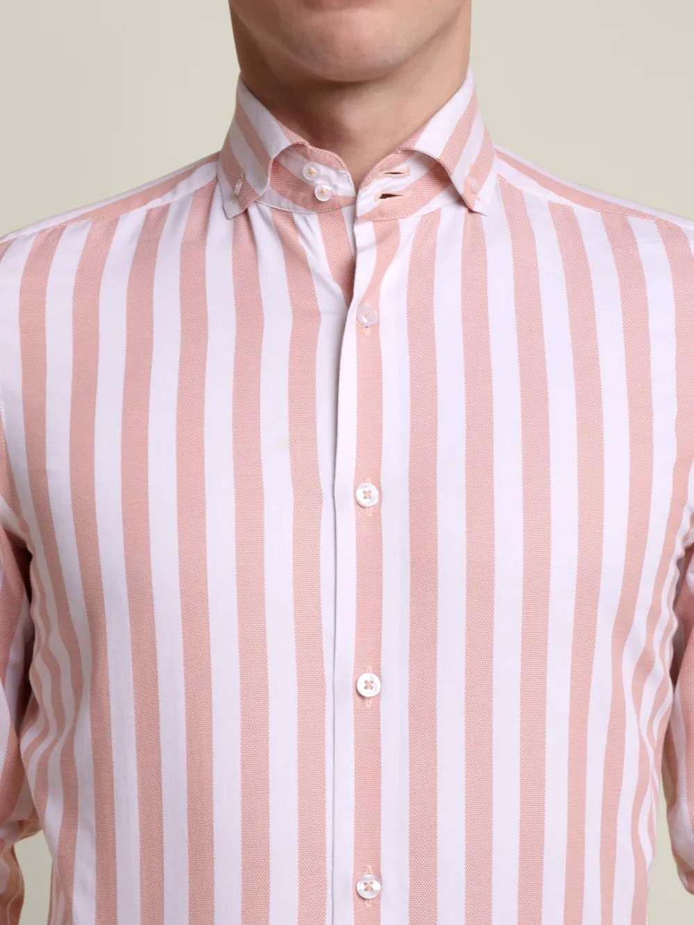 Pure cotton Burgundy and White Striped Shirt and Maroon Trousers Designer Pair