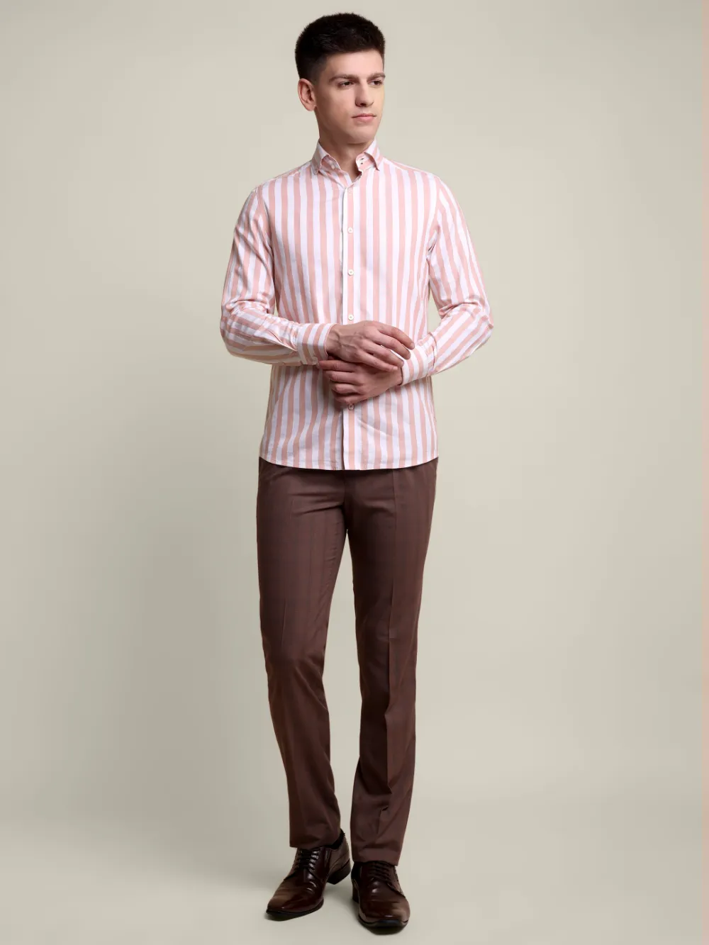 Pure Cotton Non Iron Yarn Dyed Shirt with Bold Stripes
