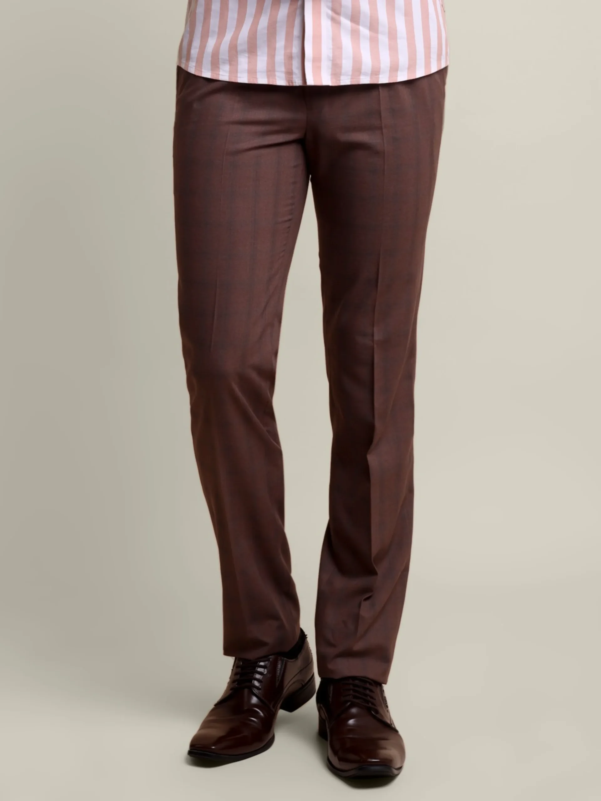 Pure cotton Burgundy and White Striped Shirt and Maroon Trousers Designer Pair