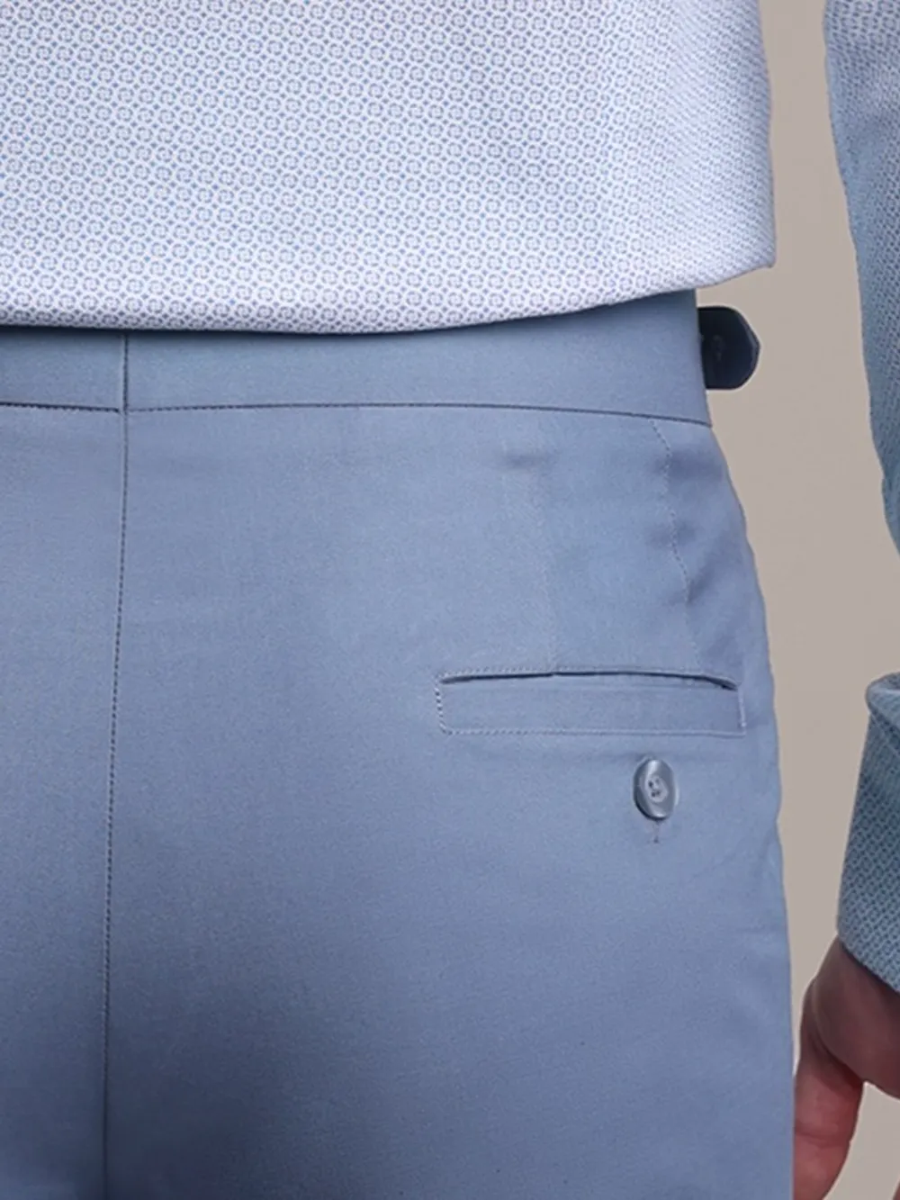 Powder Blue Shade Plain Trousers - Twill Weave
