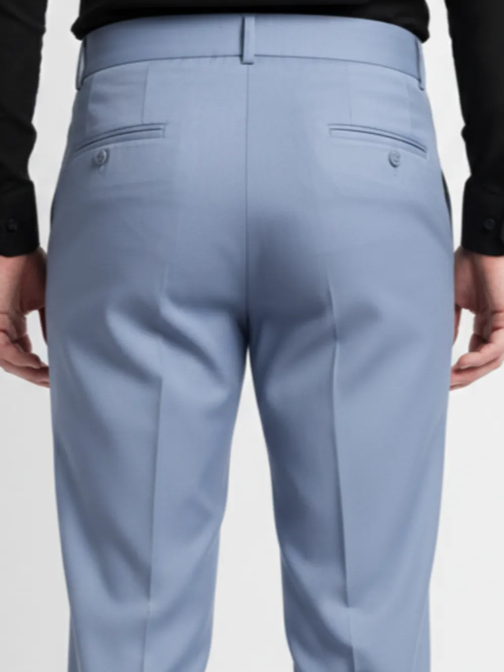 Powder Blue Shade Plain Trousers - Twill Weave