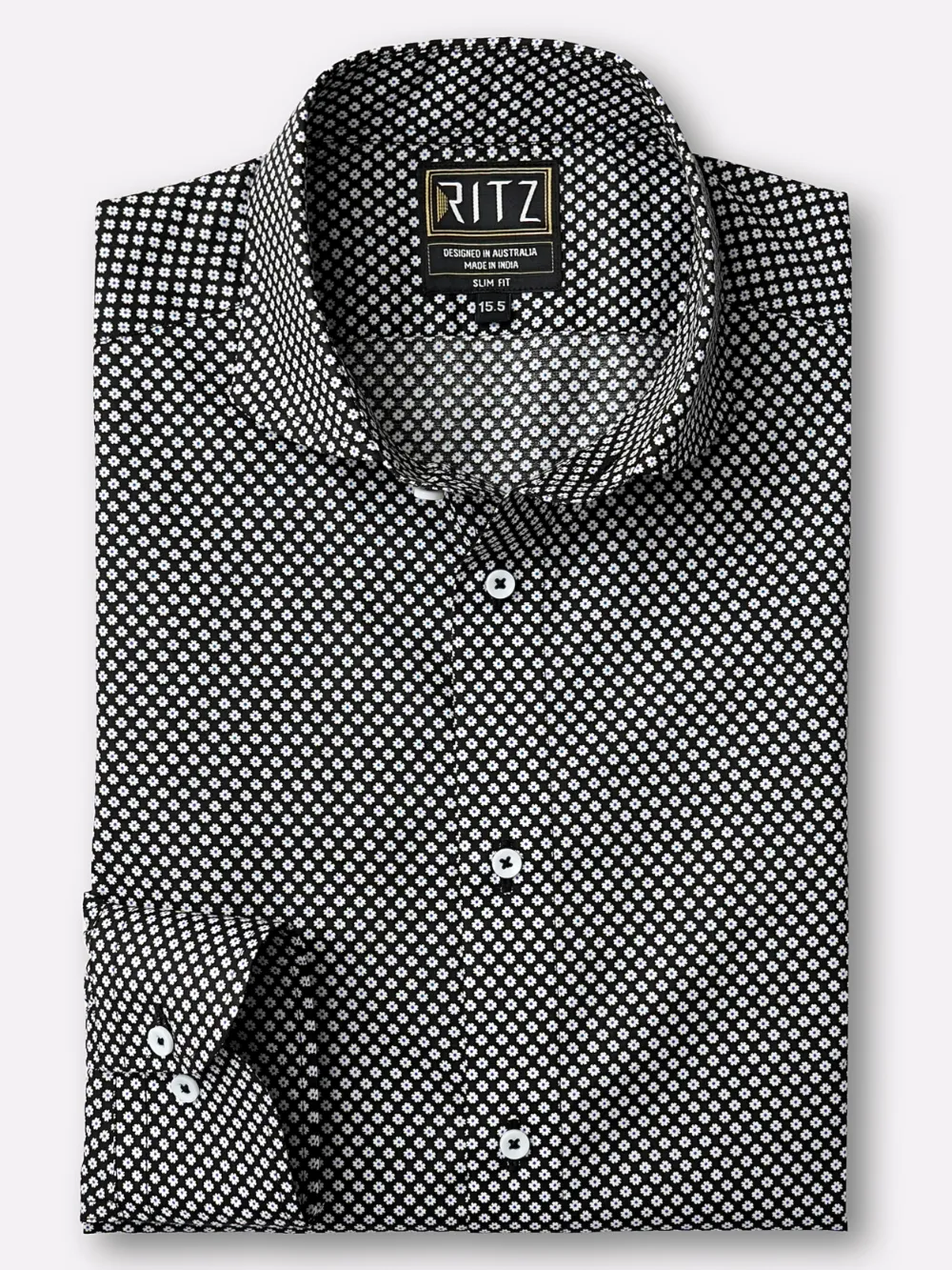 Pure Cotton Black Snow Petals Shirt