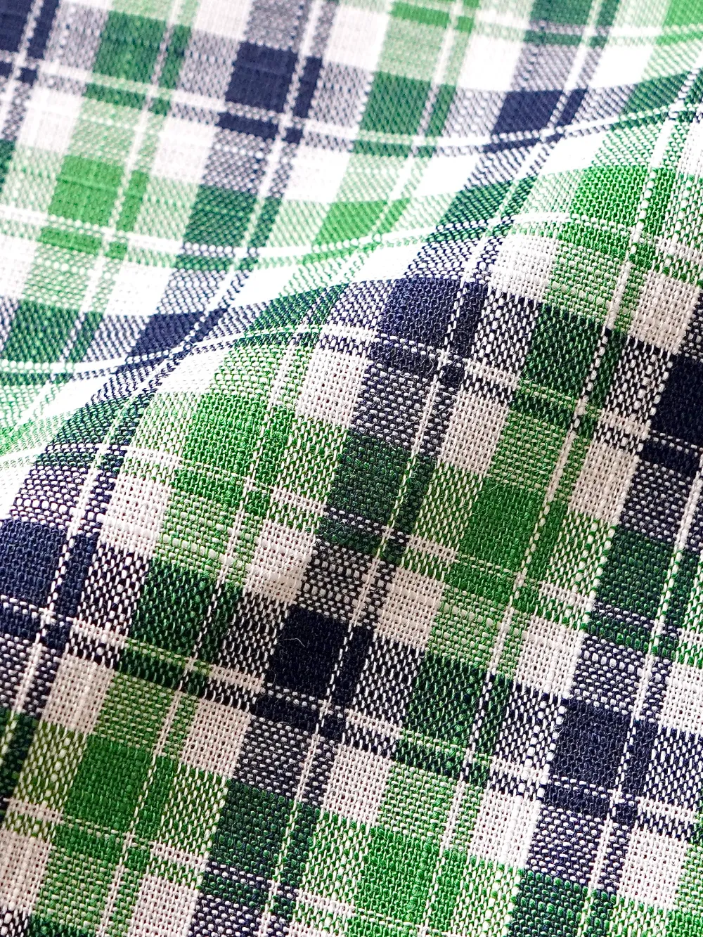 Pure Cotton Olive Grid Shirt With Contrast Detailing