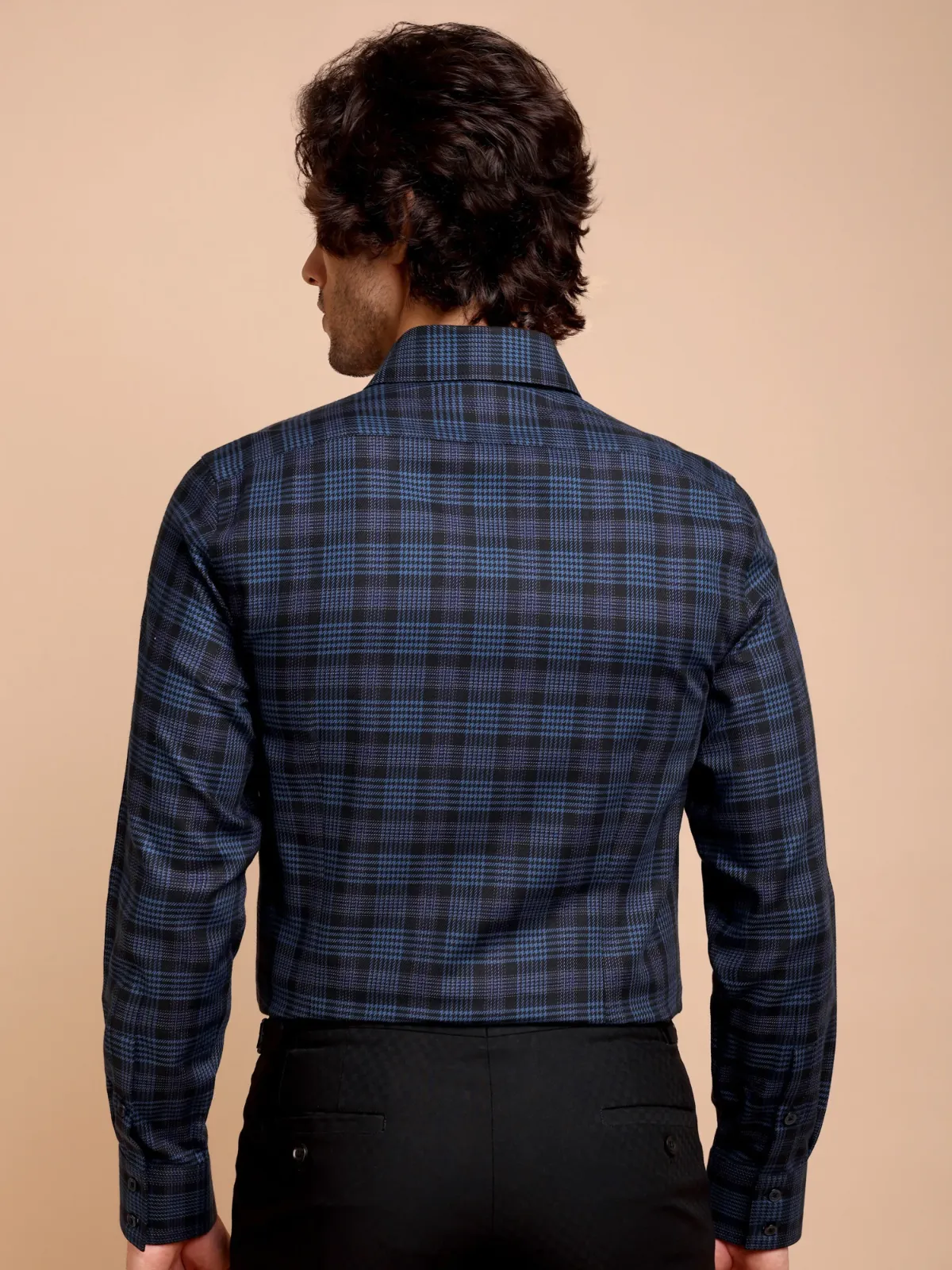Pure Cotton Non Iron Hound's Tooth Grid Shirt - Twill weave