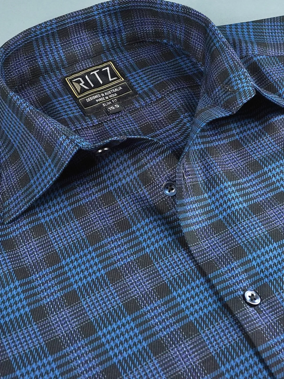 Pure Cotton Non Iron Hound's Tooth Grid Shirt - Twill weave