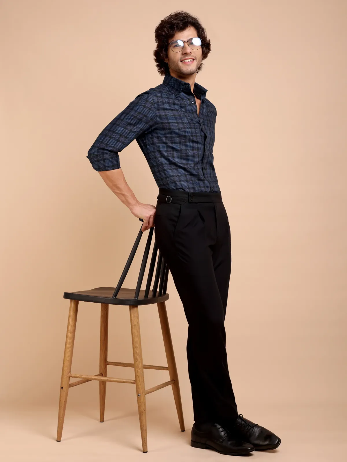 Pure Cotton Non Iron Hound's Tooth Grid Shirt - Twill weave