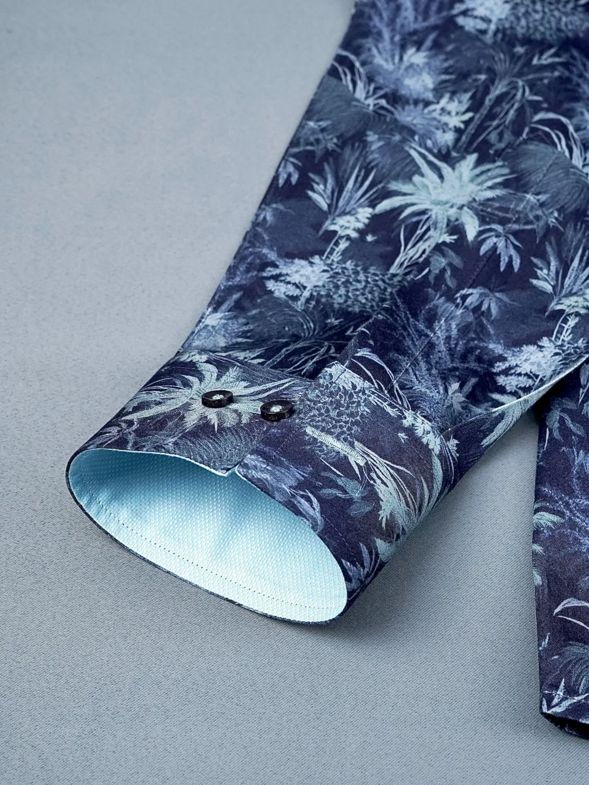 Pure Cotton Night Forest Print Indigo and Sky Shirt