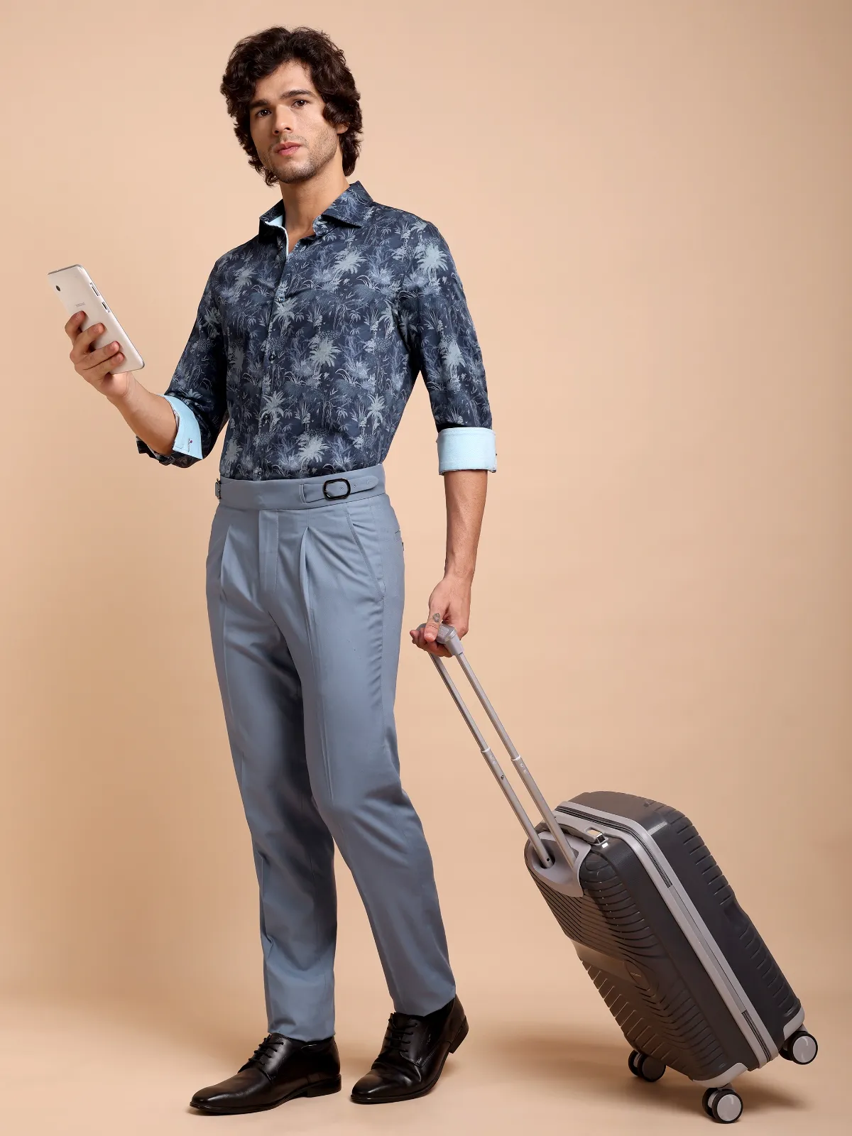 Pure Cotton Night Forest Print Indigo and Sky Shirt
