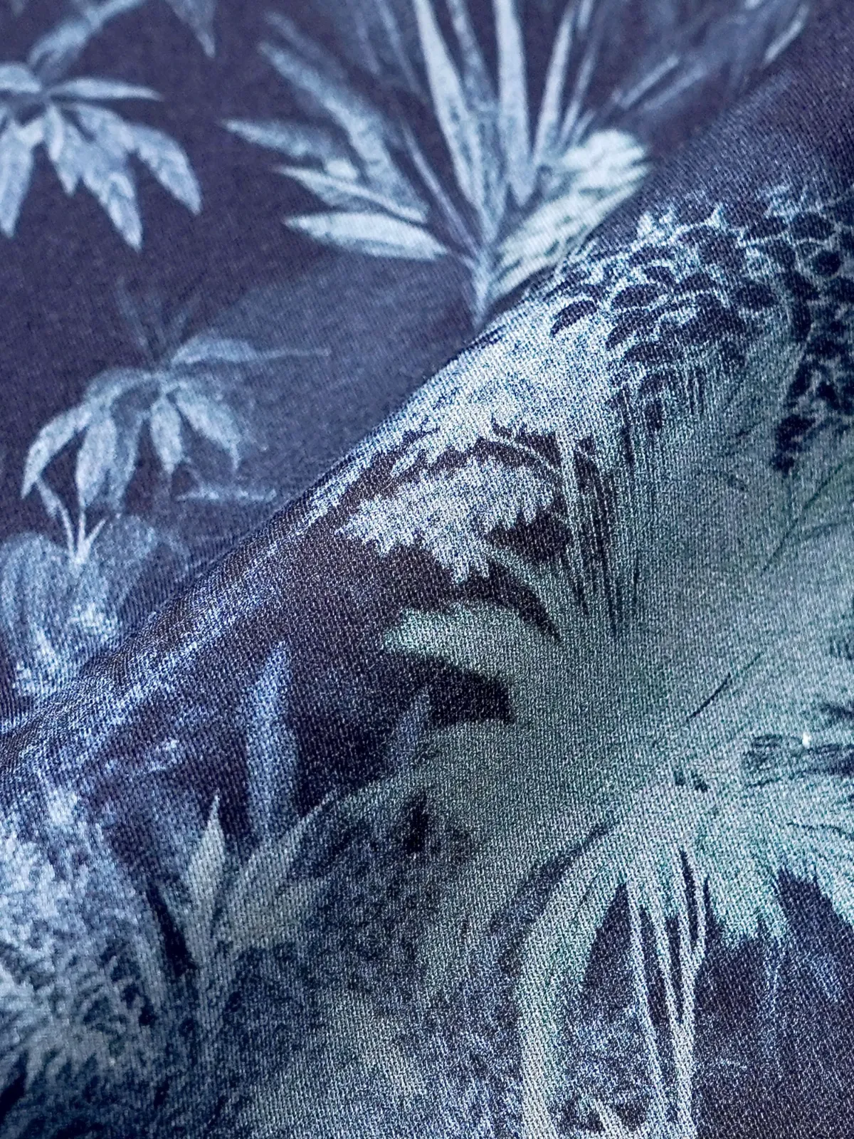 Pure Cotton Night Forest Print Indigo and Sky Shirt