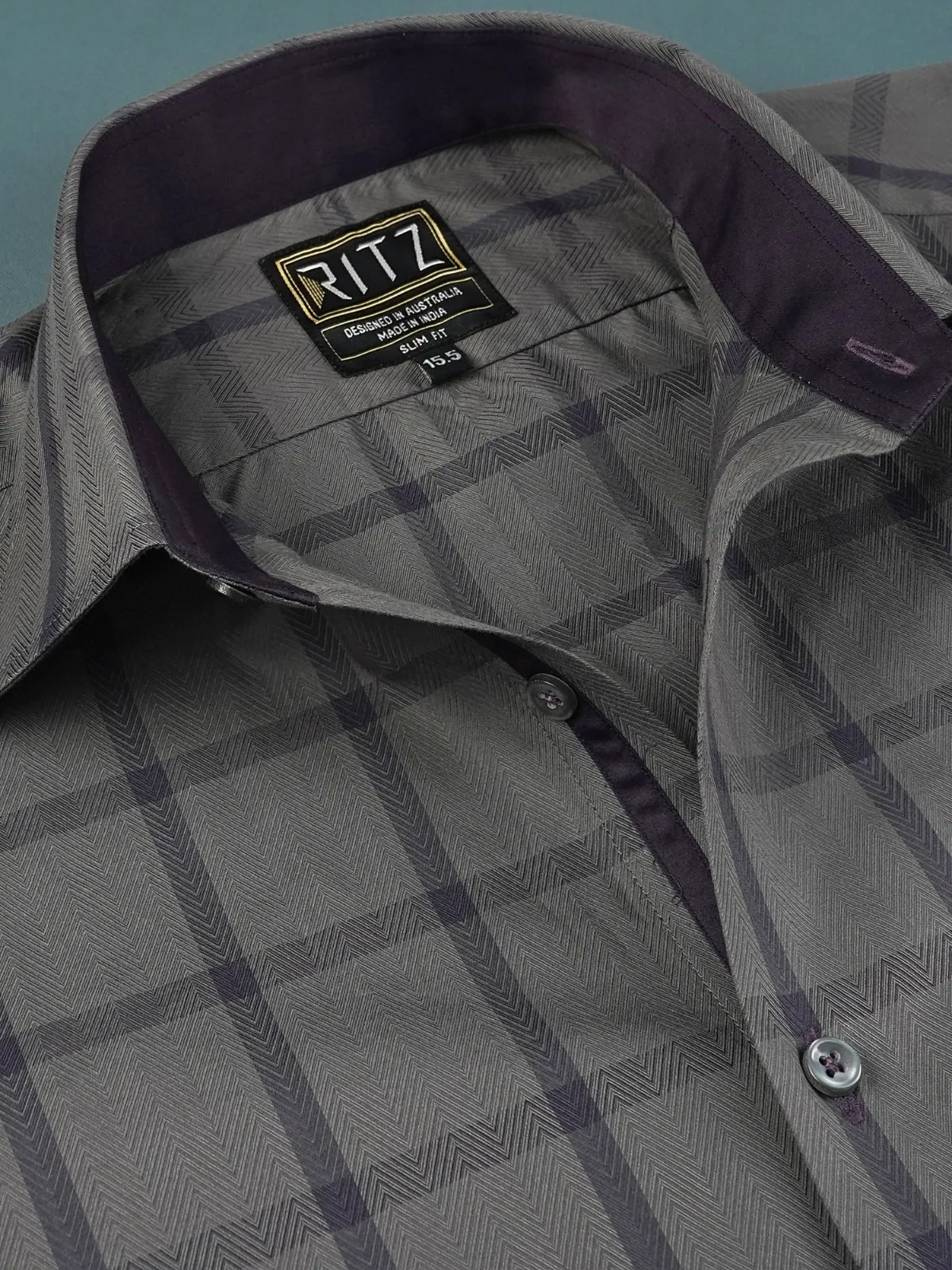 Pure Cotton Non Iron Noir Indigo Shirt - Herringbone weave