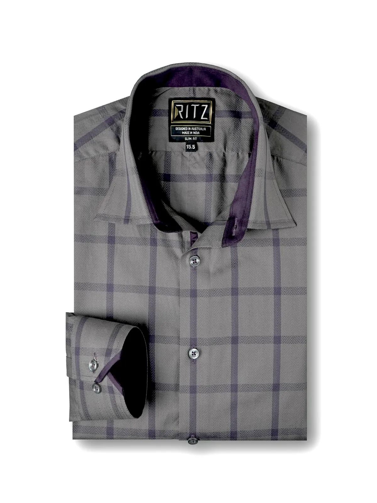 Pure Cotton Non Iron Noir Indigo Shirt - Herringbone weave