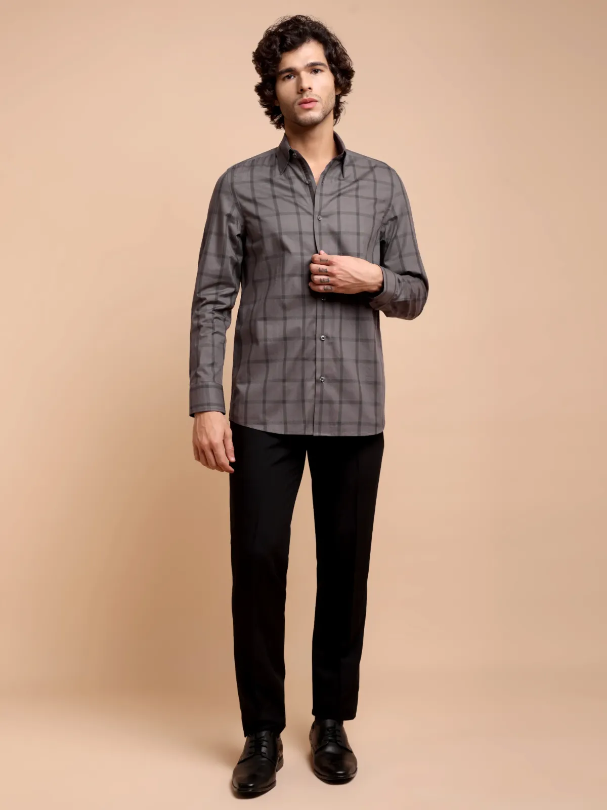Pure Cotton Non Iron Noir Indigo Shirt - Herringbone weave