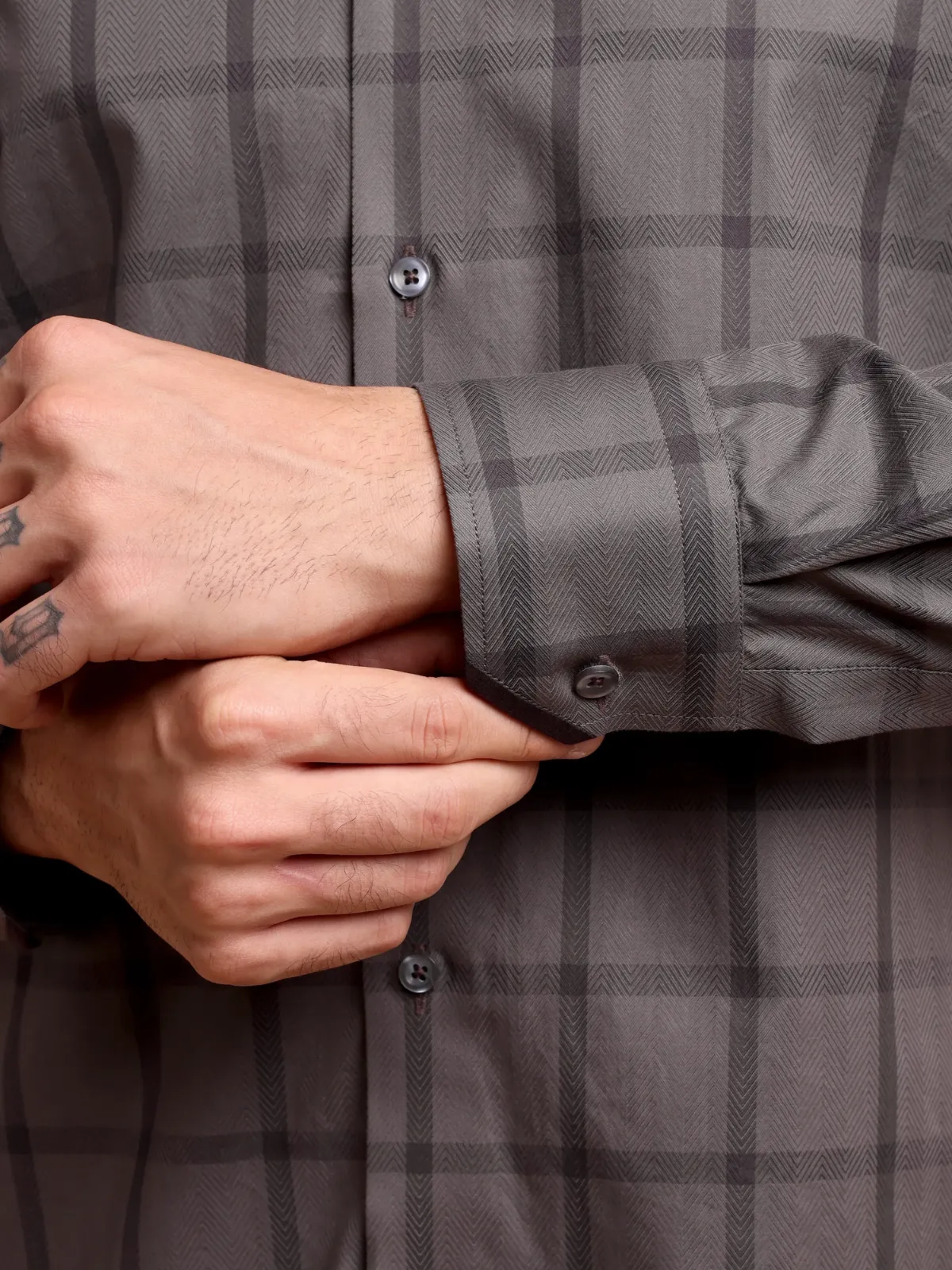 Pure Cotton Non Iron Noir Indigo Shirt - Herringbone weave