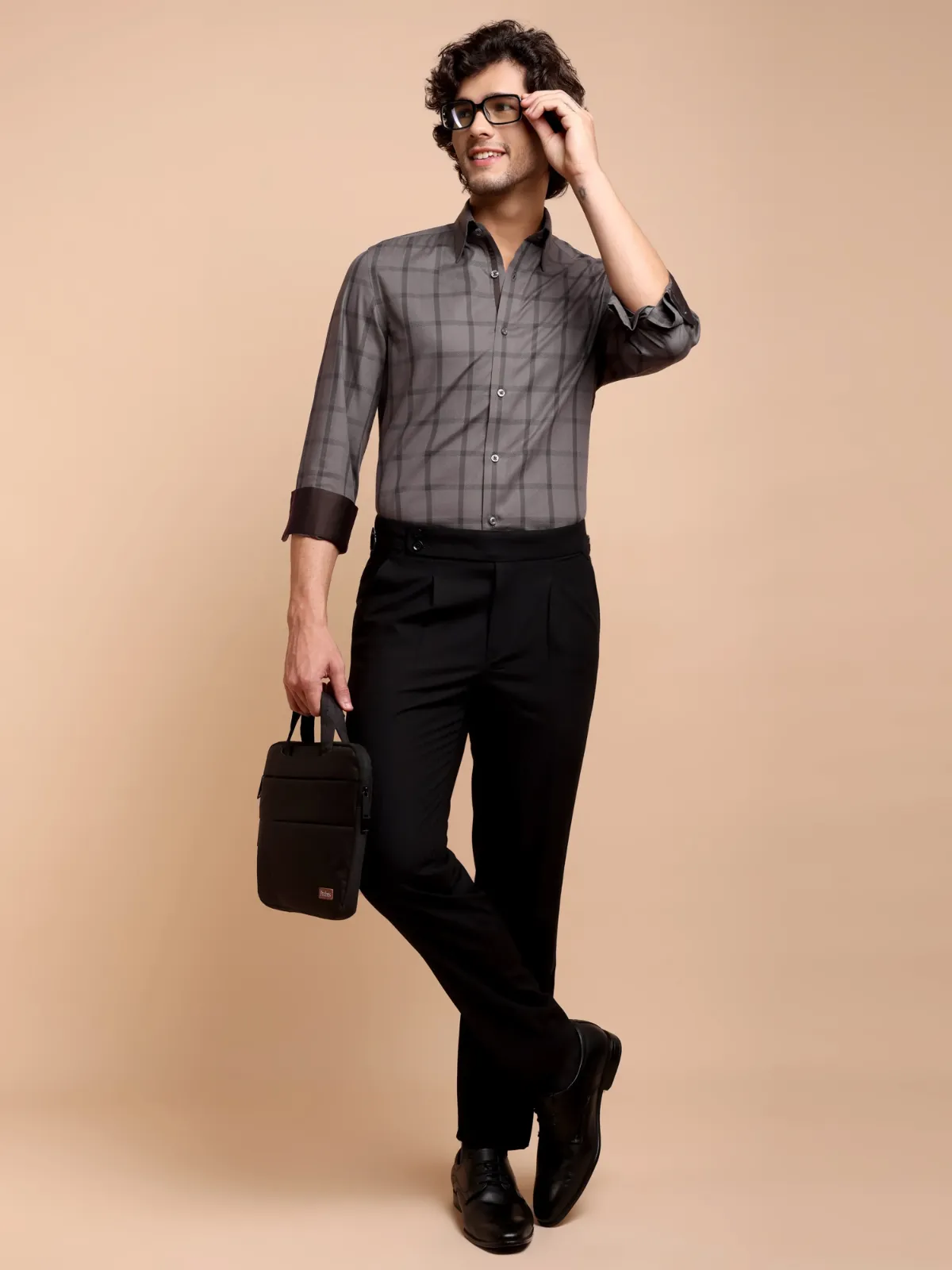 Pure Cotton Non Iron Noir Indigo Shirt - Herringbone weave