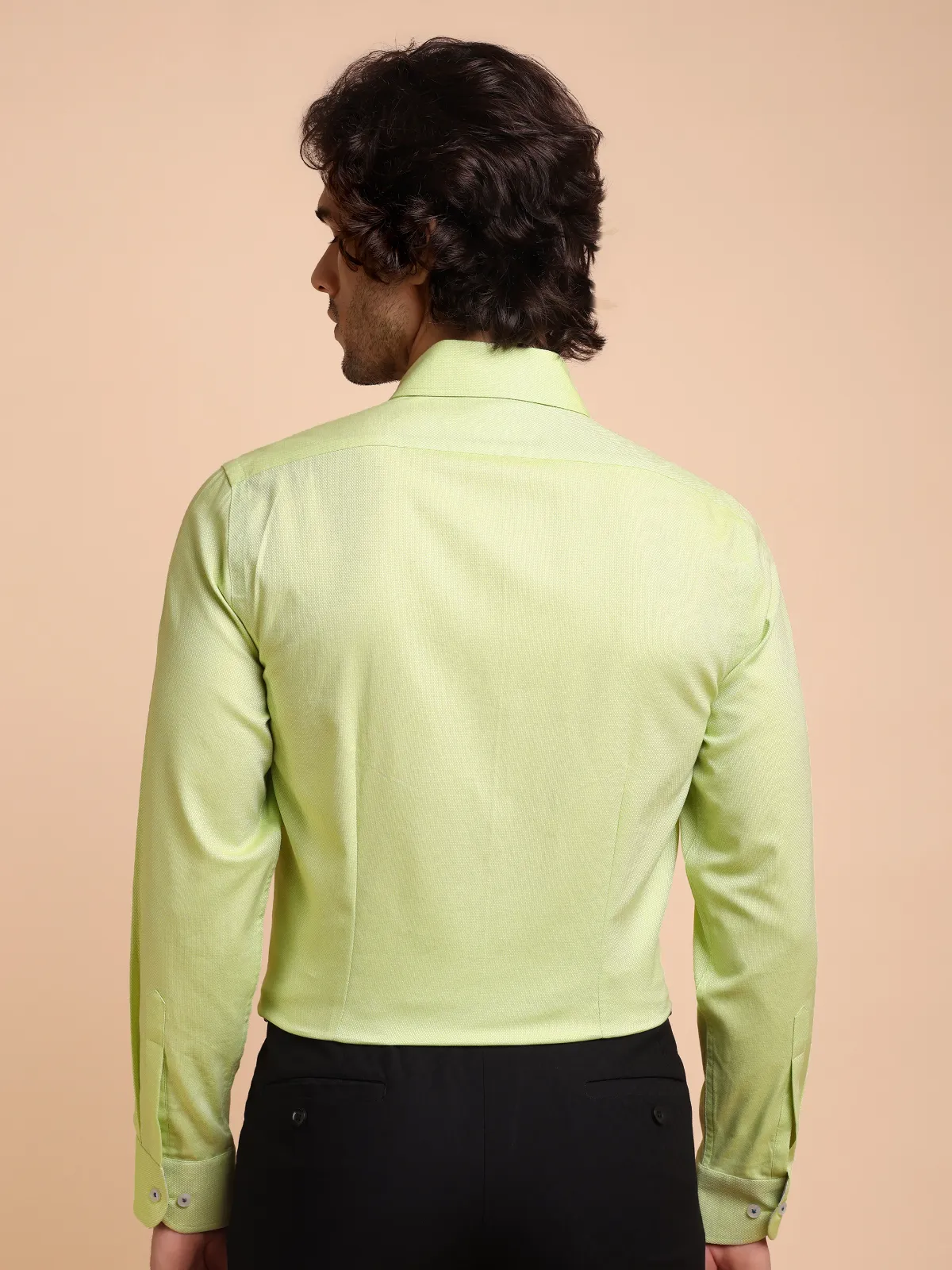 Pure Cotton Non Iron Oliveine Shirt - Dobby Weave