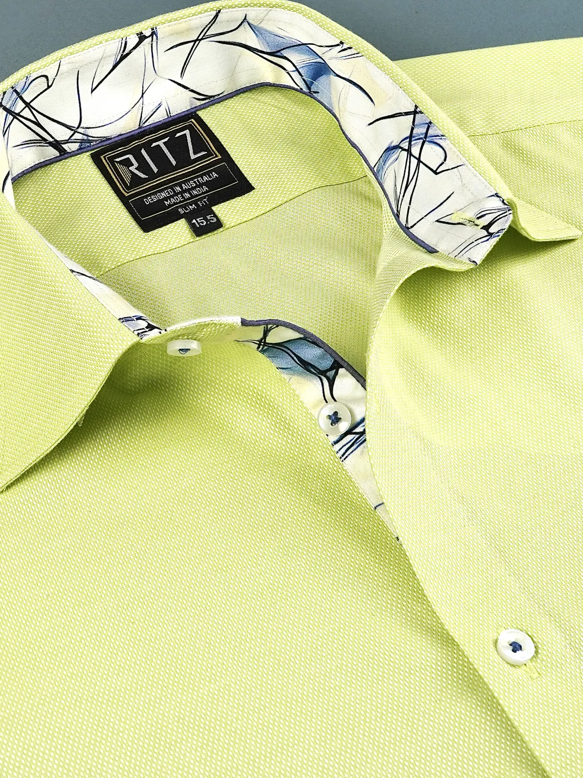 Pure Cotton Non Iron Oliveine Shirt - Dobby Weave