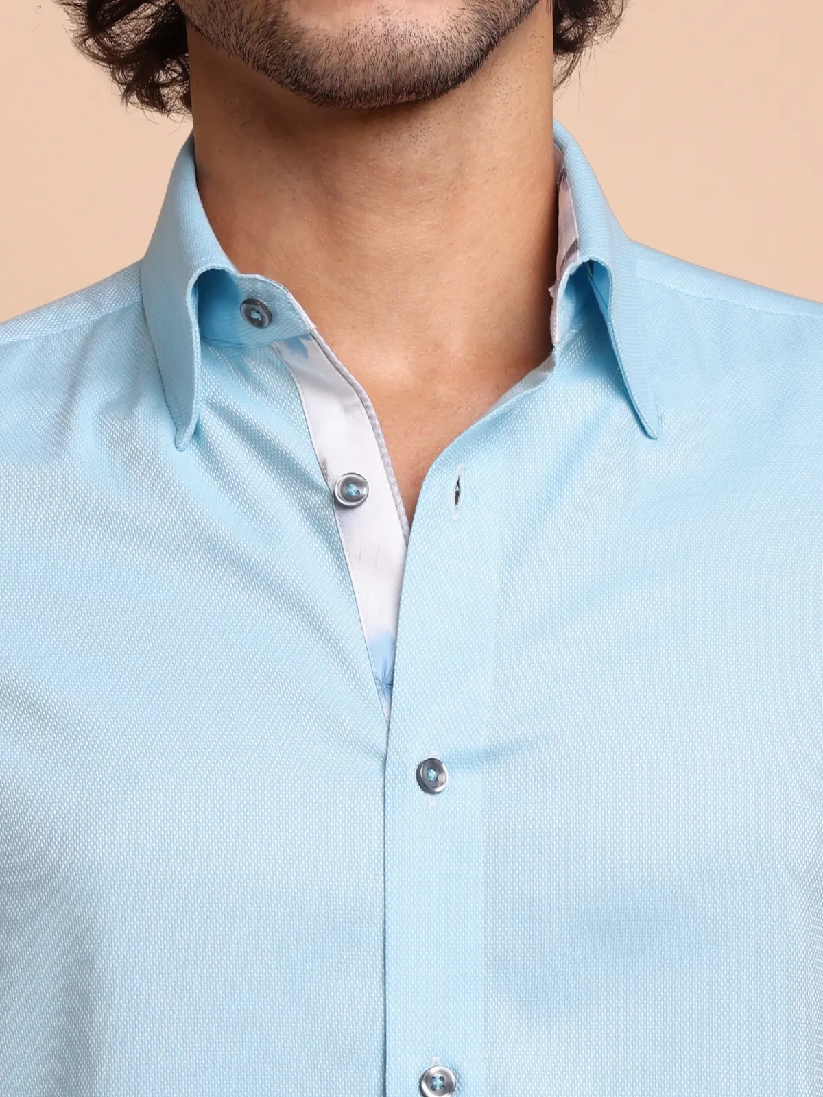 Pure Cotton Non Iron Topaz Shirt - Dobby Weave