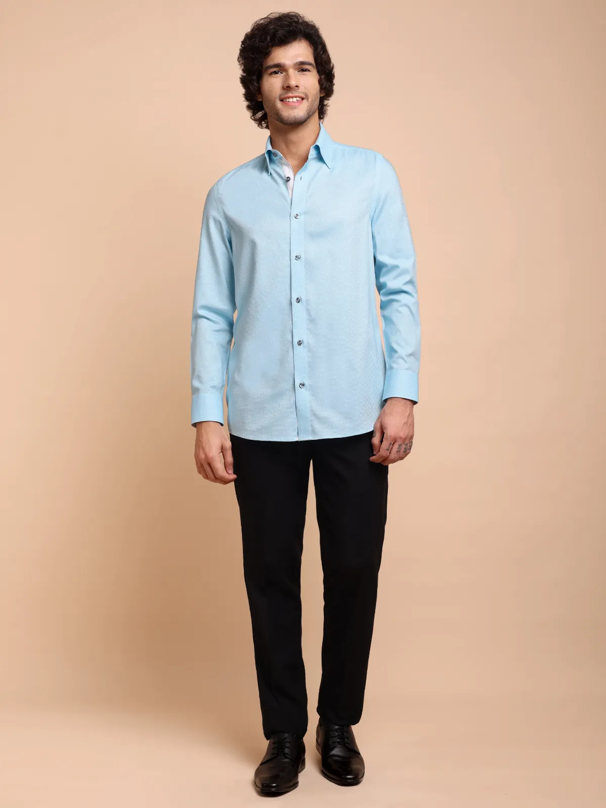 Pure Cotton Non Iron Topaz Shirt - Dobby Weave