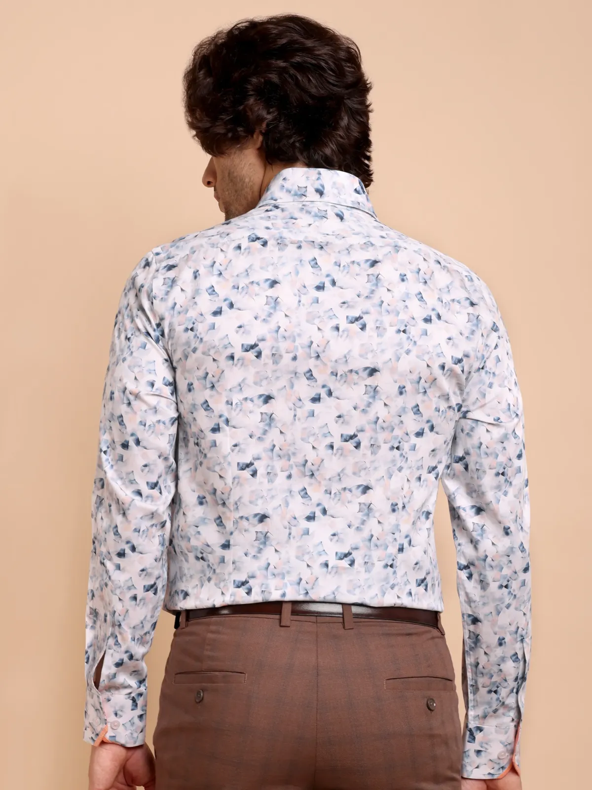 Pure Cotton Picasso's Blue in White Abstract Print Shirt