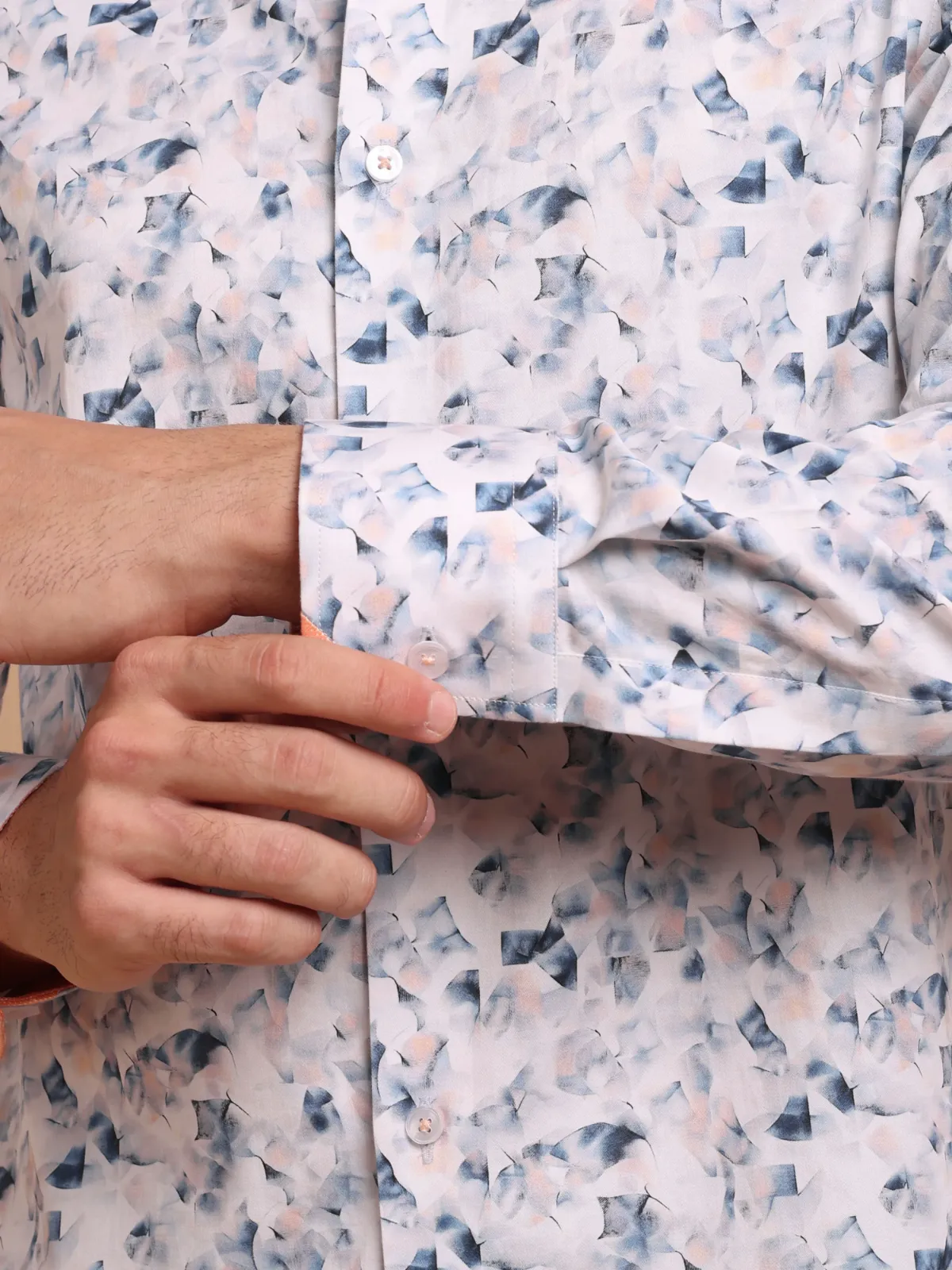 Pure Cotton Picasso's Blue in White Abstract Print Shirt