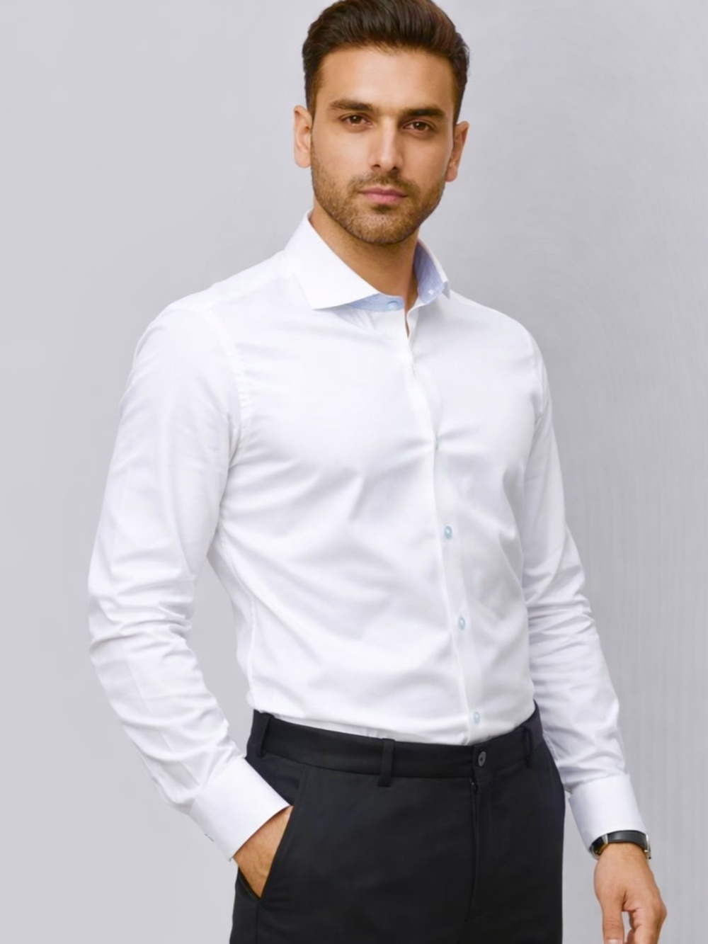 Non-Iron 100% Cotton White Shirt - Pin Point Weave