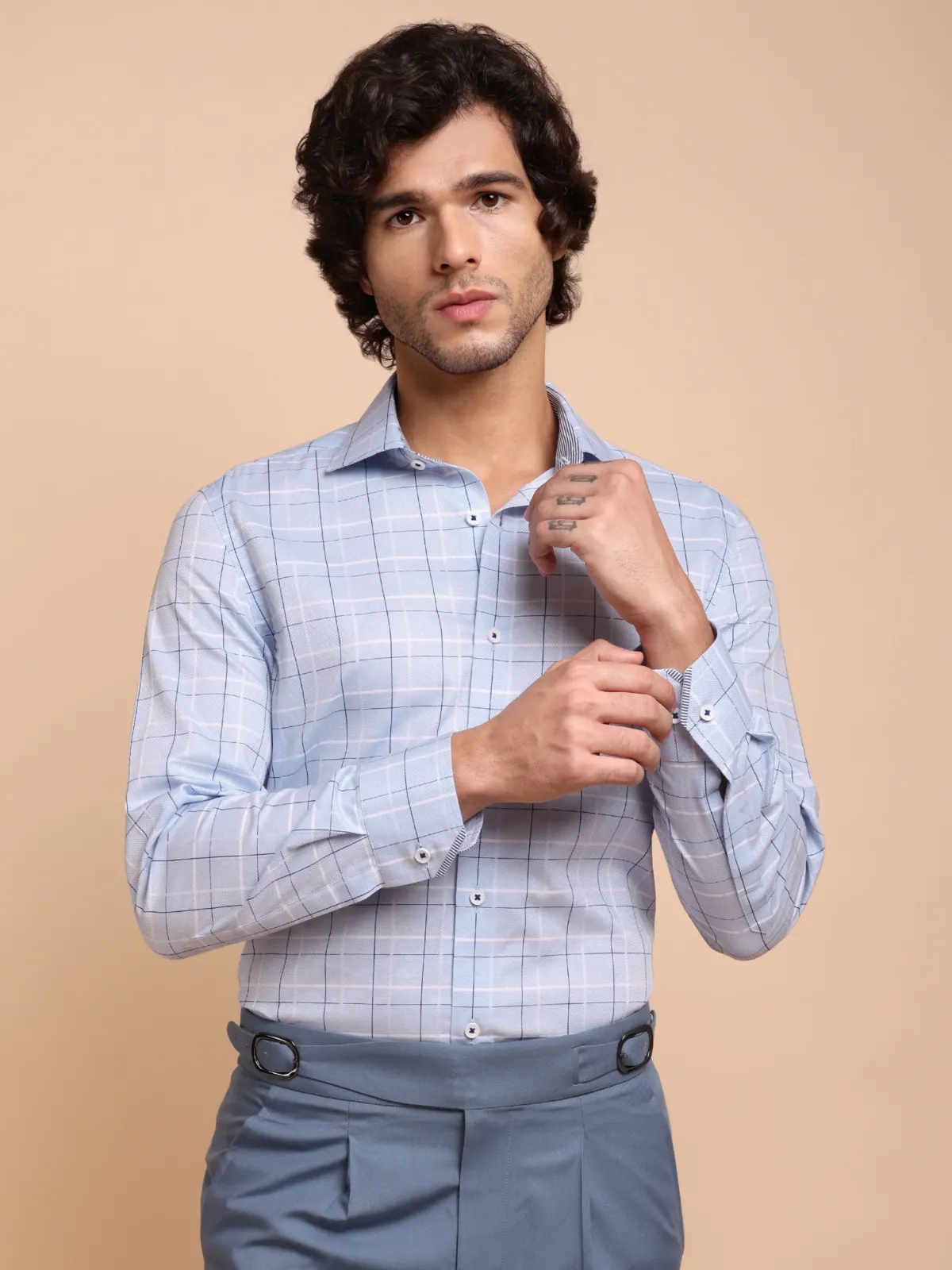 Pure Cotton Non Iron Royal Cross Shirt - Honeycomb weave