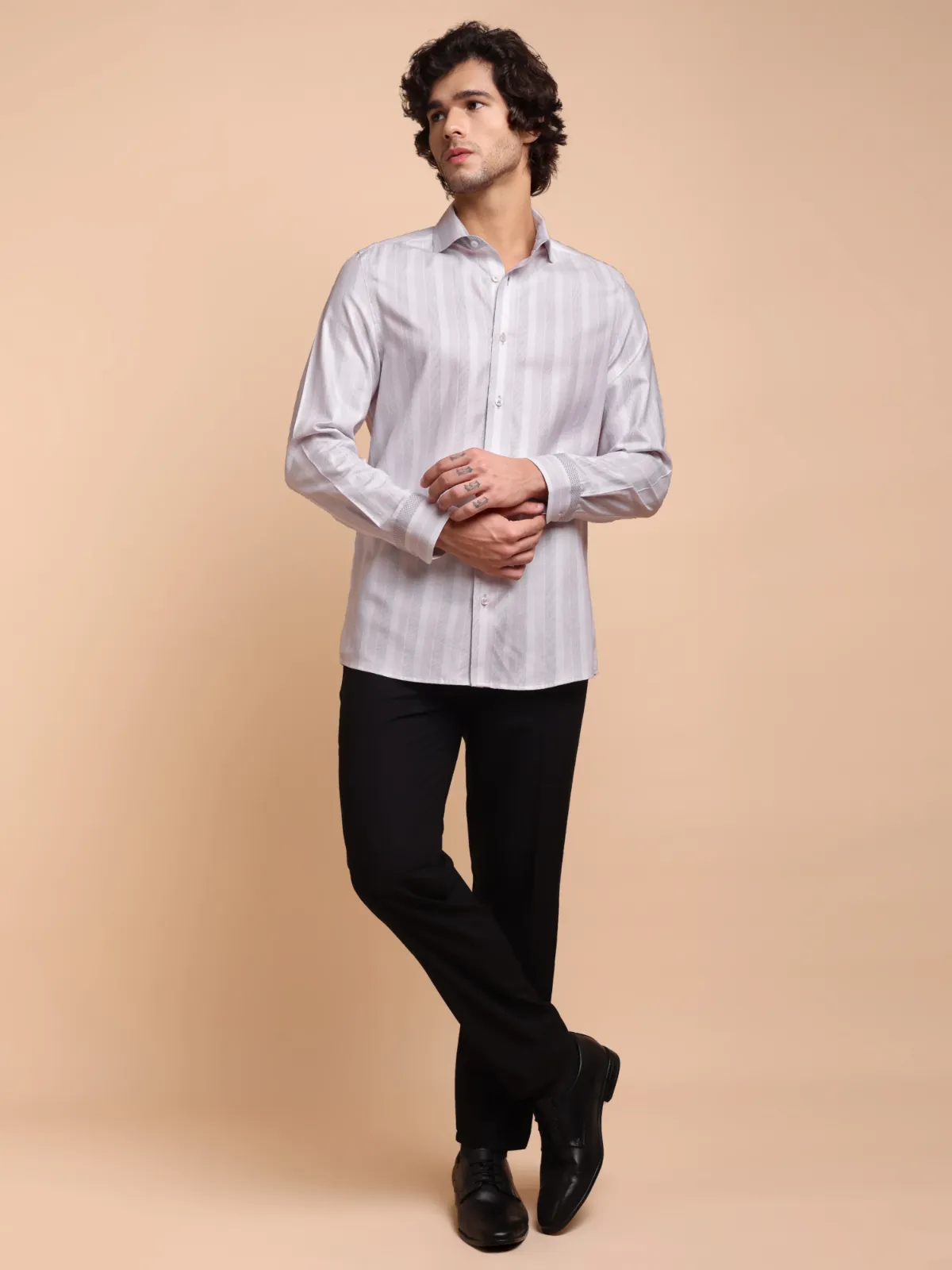 Pure Cotton Non Iron Sea Lavender Shirt - Dobby Weave